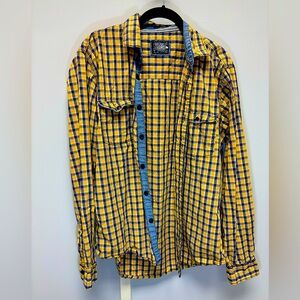 Pepe Jeans Yellow Plaid Button Down Long Sleeve Shirt